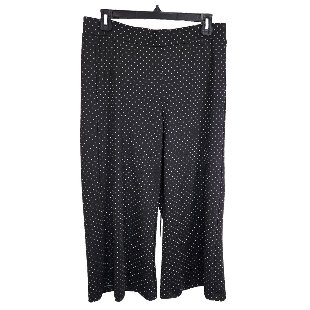 Isaac Mizrahi Live! Womens Pebble Knit Polka Dot Culotte Pants Black White Small